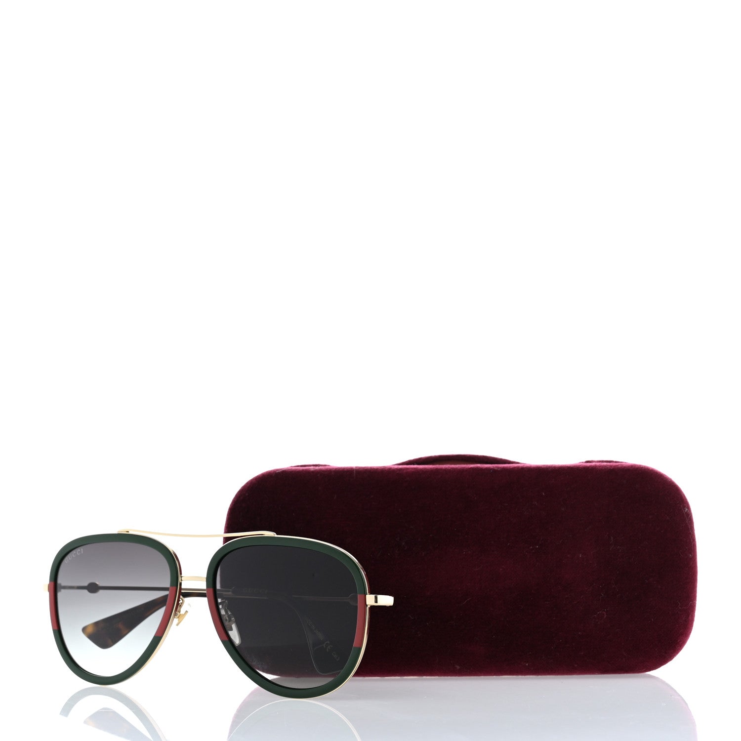 Gucci Web Aviator Sunglasses GG0062S Green Red 8 of 8