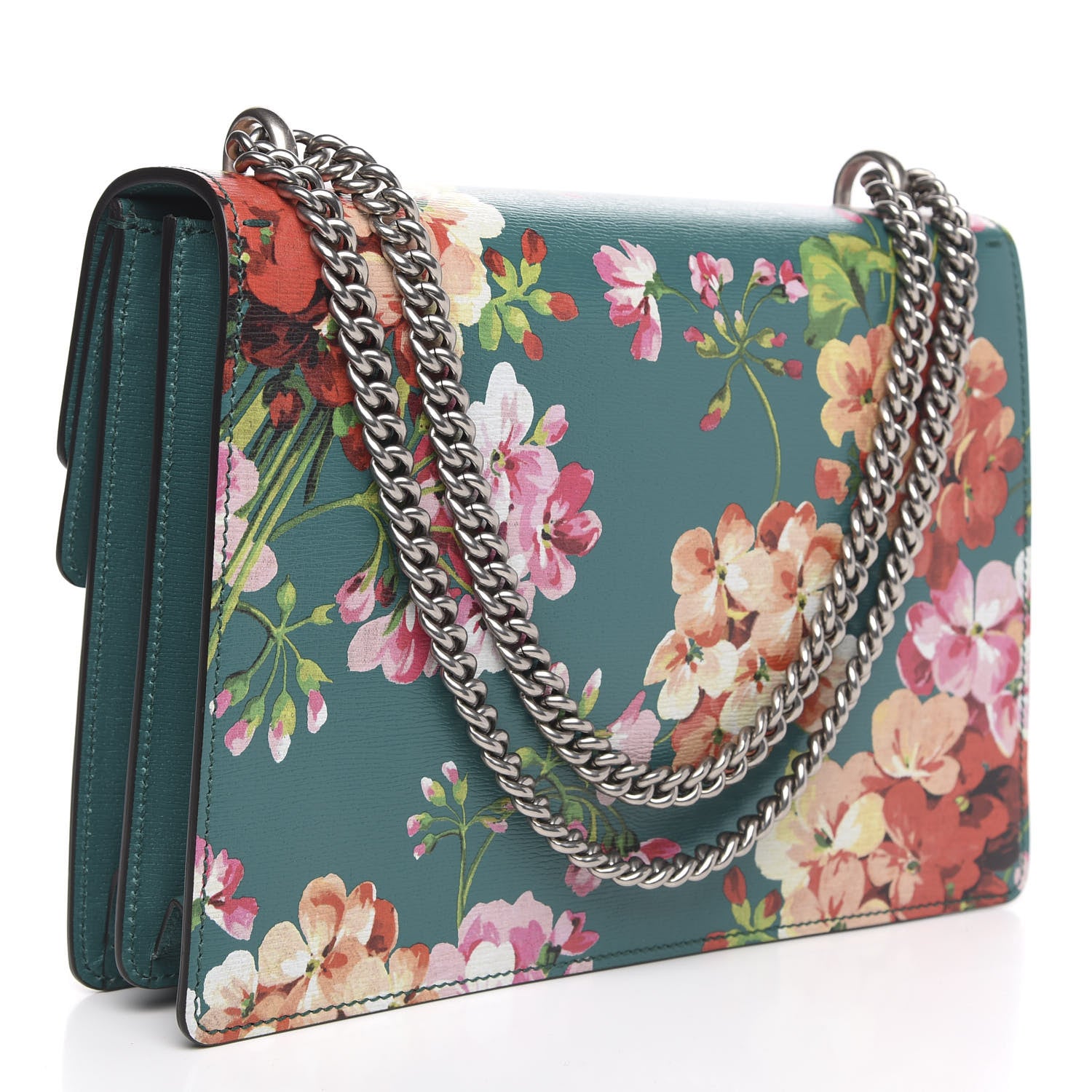 Gucci Calfskin Blooms Print Medium Dionysus Shoulder Bag Bright Emerald Multicolor 3 of 10