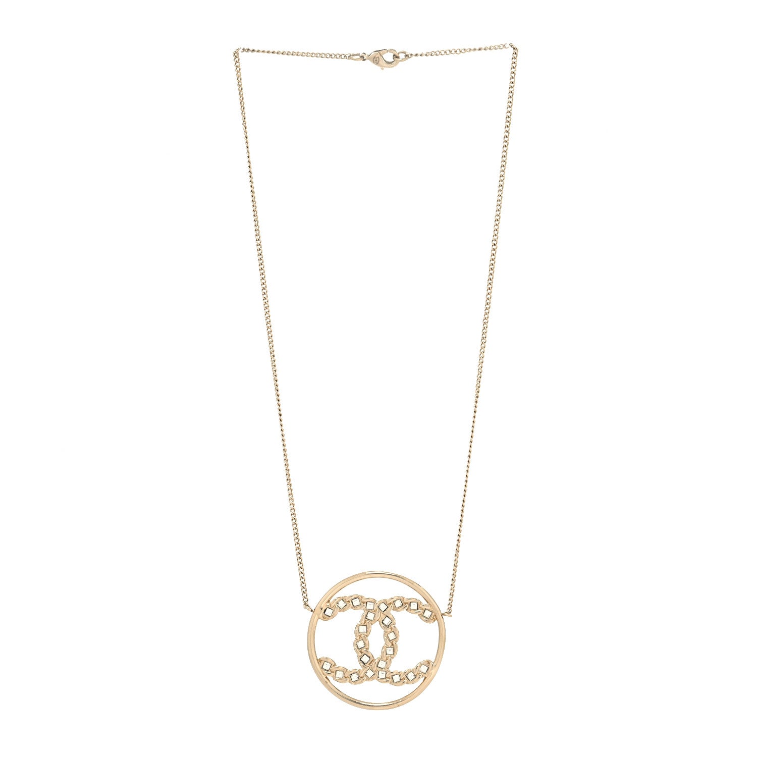 Chanel Baguette Crystal High Society CC Pendant Necklace Gold 3 of 5