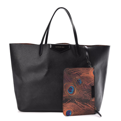 Givenchy Textured Coated Canvas Peacock Print Large Antigona Tote Black 1 of 12
