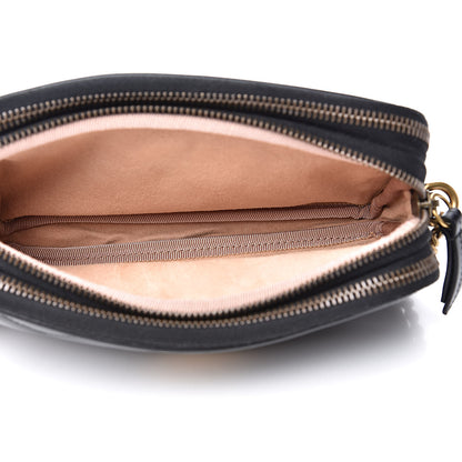 Gucci Calfskin Matelasse Mini GG Marmont Chain Crossbody Bag Black 5 of 12