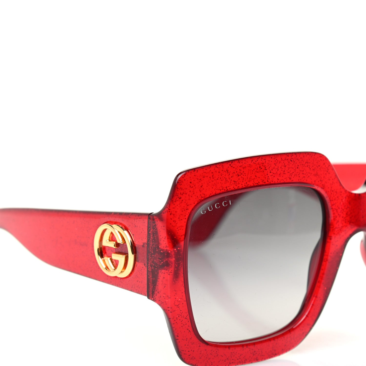 Gucci Acetate Square Frame Sunglasses GG0036S Glitter Red 7 of 8