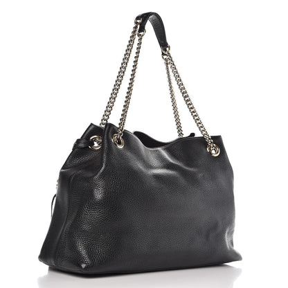 Gucci Pebbled Calfskin Medium Soho Chain Shoulder Bag Black 3 of 10