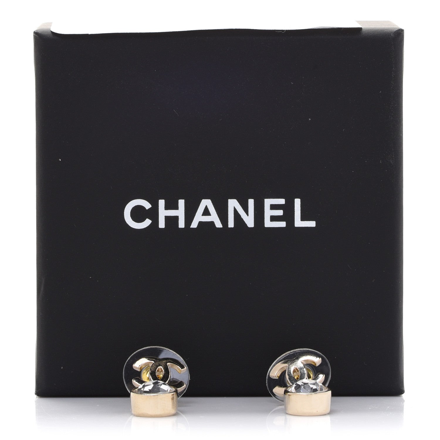 Chanel Crystal CC Tear Drop Earrings Gold 5 of 5