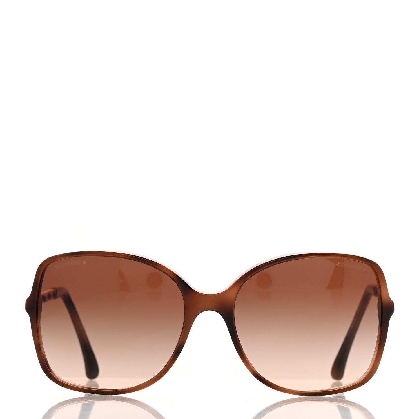 Acetate Metal Lambskin Chain Square Sunglasses 5210-Q Brown