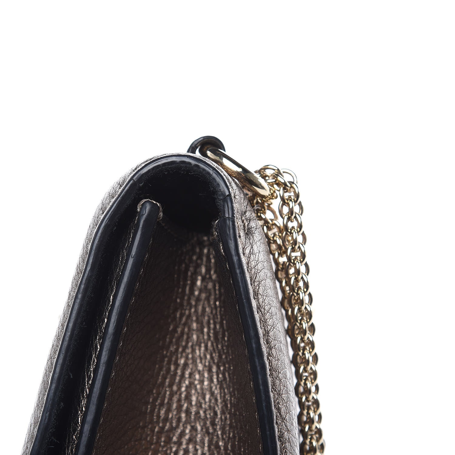 Valentino Garavani Metallic Vitello Medium Glam Lock Rockstud Flap Sasso 9 of 17