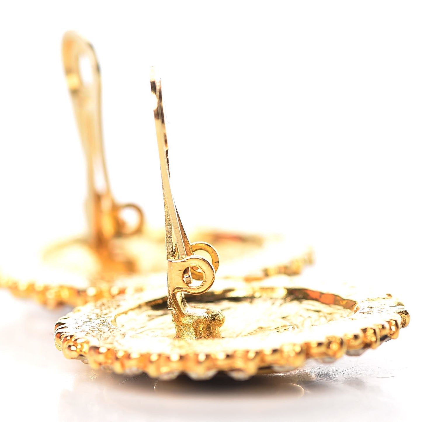Crystal Enamel CC Clip On Earrings Gold