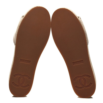 Chanel Patent Calfskin Cork CC Platform Slide Sandals 36 Beige 5 of 8