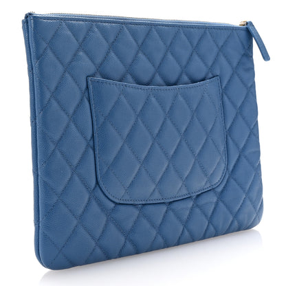 Chanel Caviar Quilted Medium Cosmetic Case Blue 3 of 7