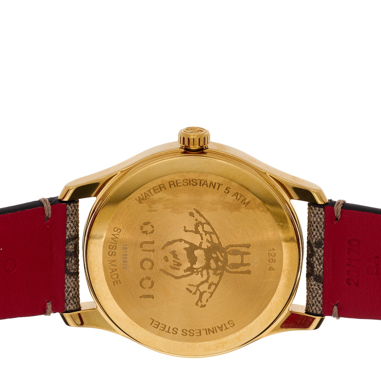 Gucci Stainless Steel Canvas 38mm G-Timeless Chinese Valentine's GG Apple Quartz Watch Brown 4 of 5