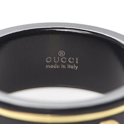 Gucci 18K Yellow Gold Ceramic Topaz Icon Band Ring 51 5.75 Black 4 of 6