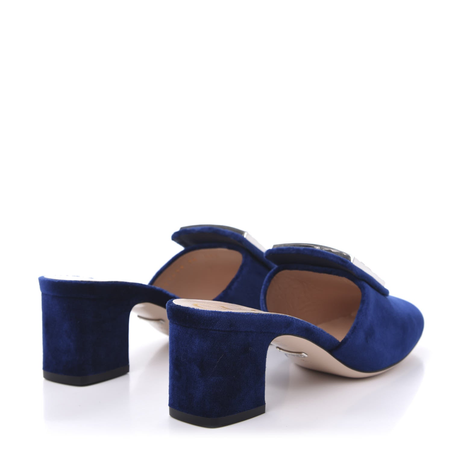 Gucci Velvet Crystal Square G Madelyn Mules 36 Cobalt Blue 4 of 11