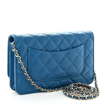 Chanel Caviar Quilted Wallet on Chain WOC Blue 3 of 12