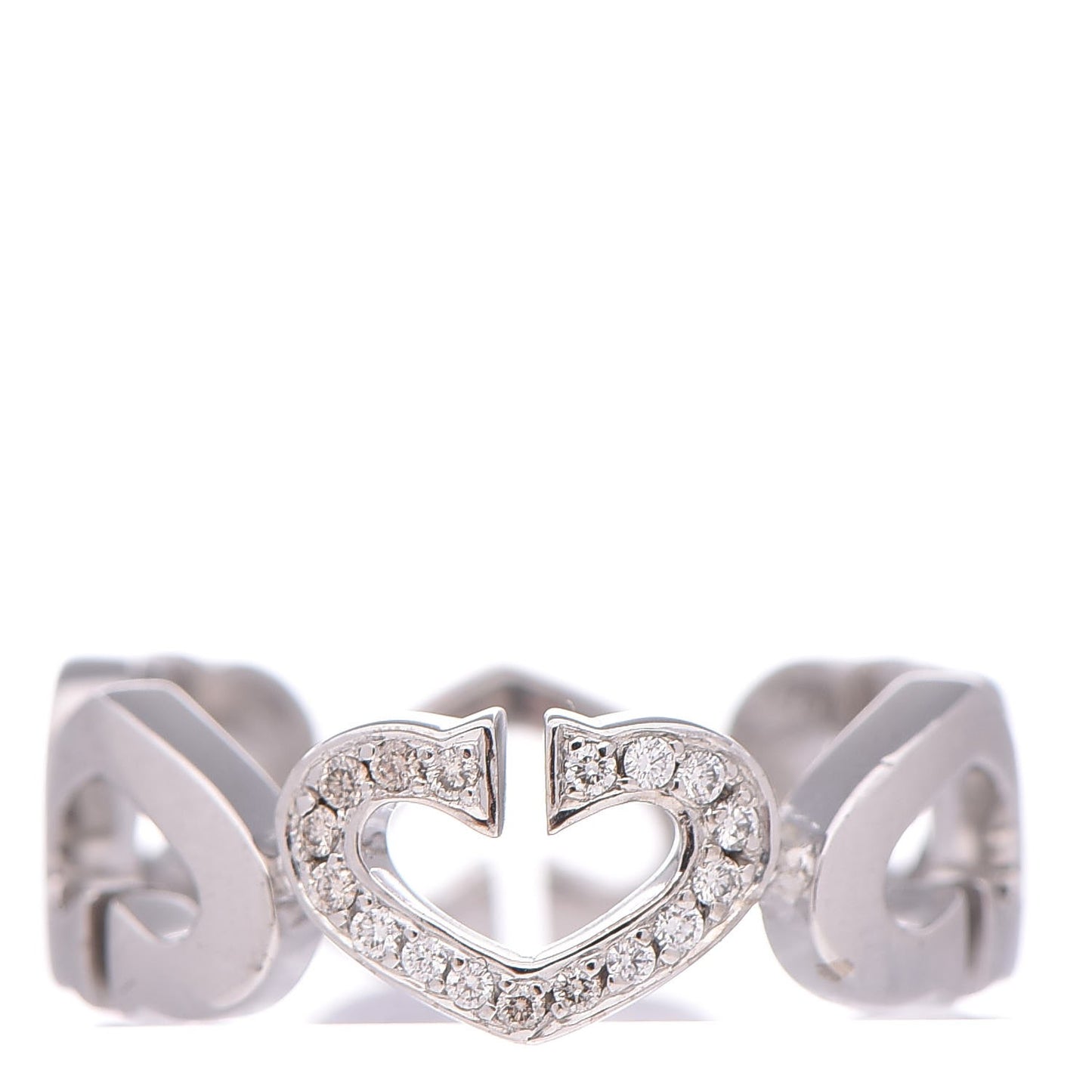 18K White Gold Diamond Hearts and Symbols Ring 55 7.25