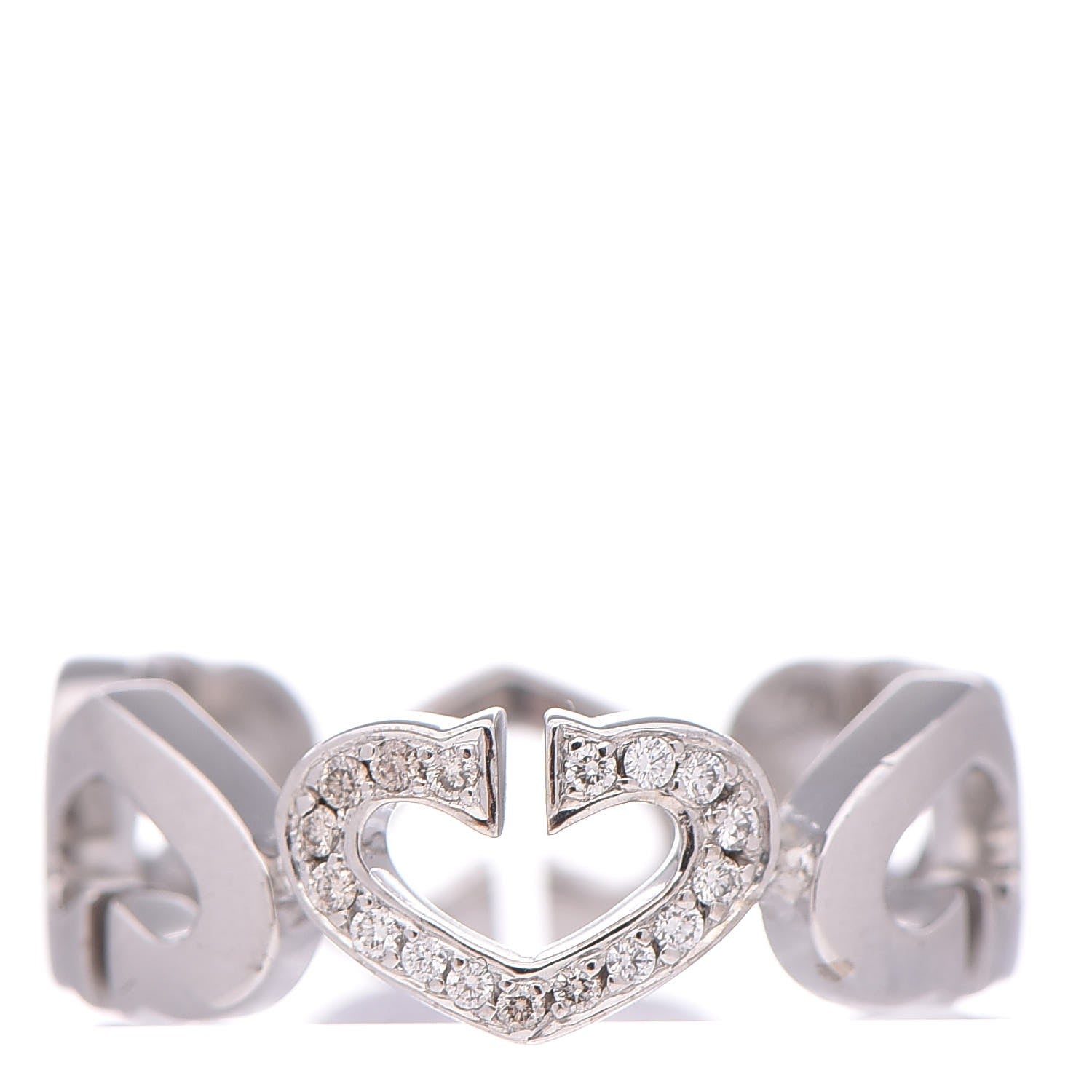 Cartier 18K White Gold Diamond Hearts and Symbols Ring 55 7.25 1 of 5