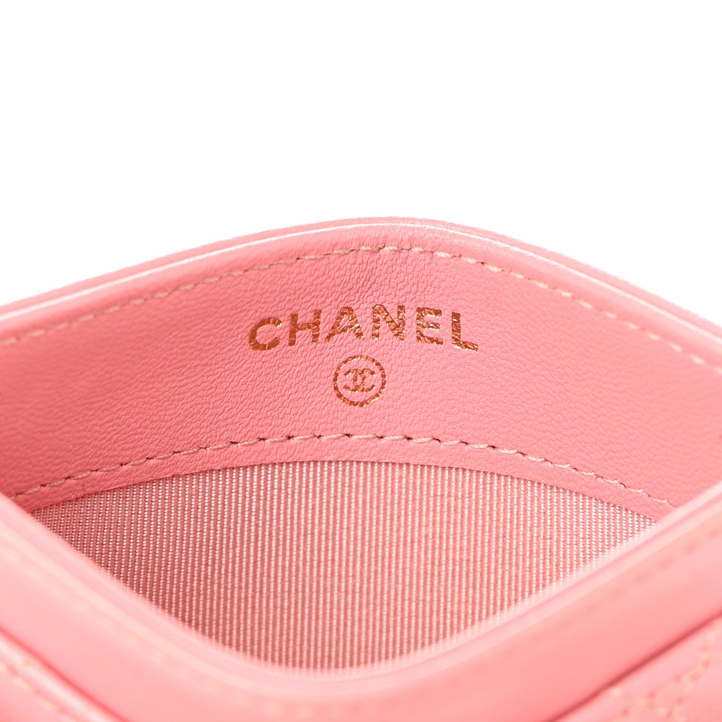 Lambskin Quilted Card Holder Pink