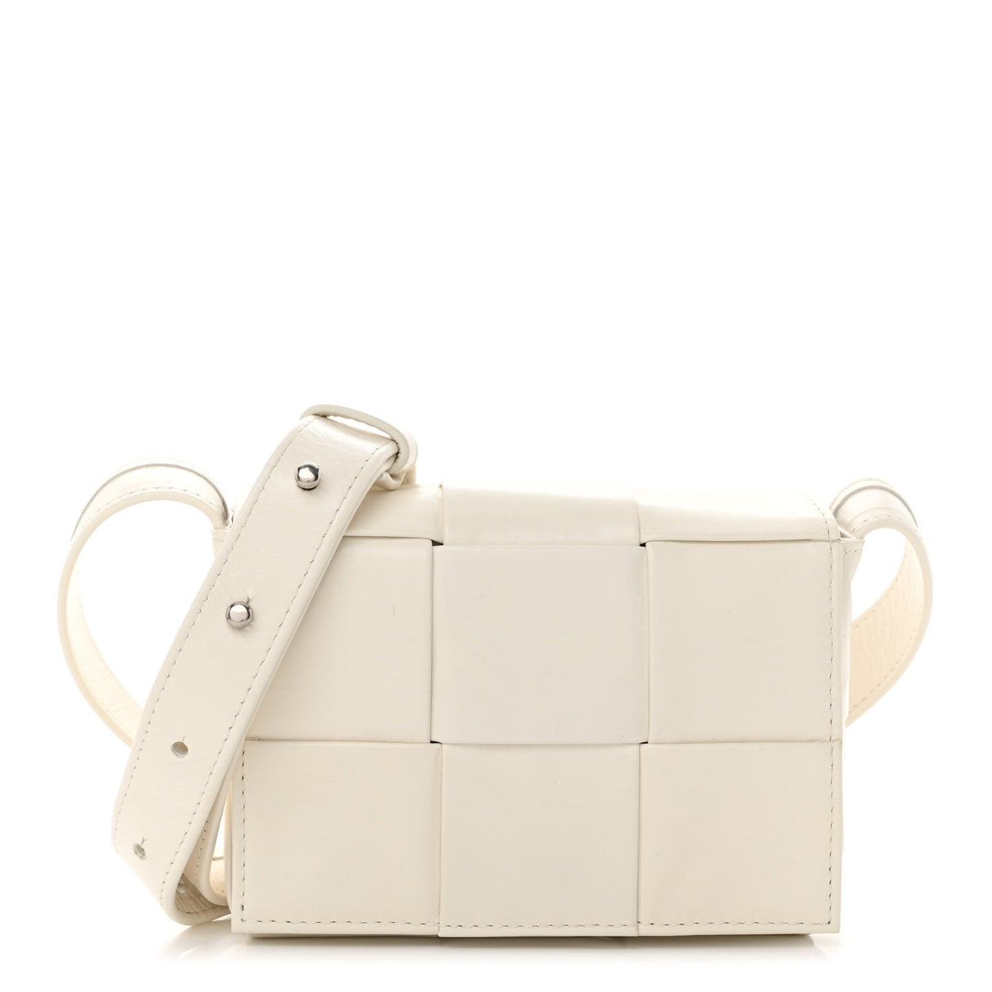Lambskin Maxi Intrecciato Extra Mini Cassette Crossbody Bag White
