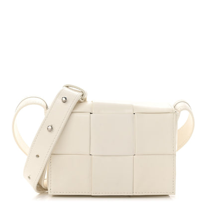 Bottega Veneta Lambskin Maxi Intrecciato Extra Mini Cassette Crossbody Bag White 1 of 8