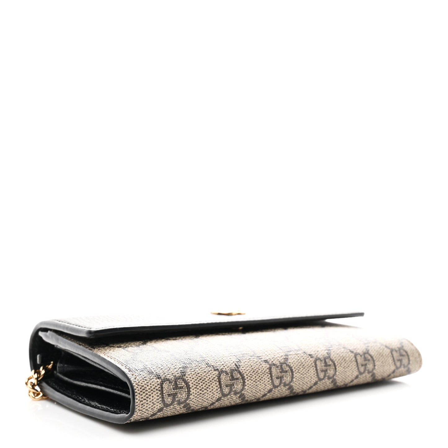 Dollar Calfskin GG Supreme Monogram Petite GG Marmont Wallet Chain Bag Black Beige Ebony