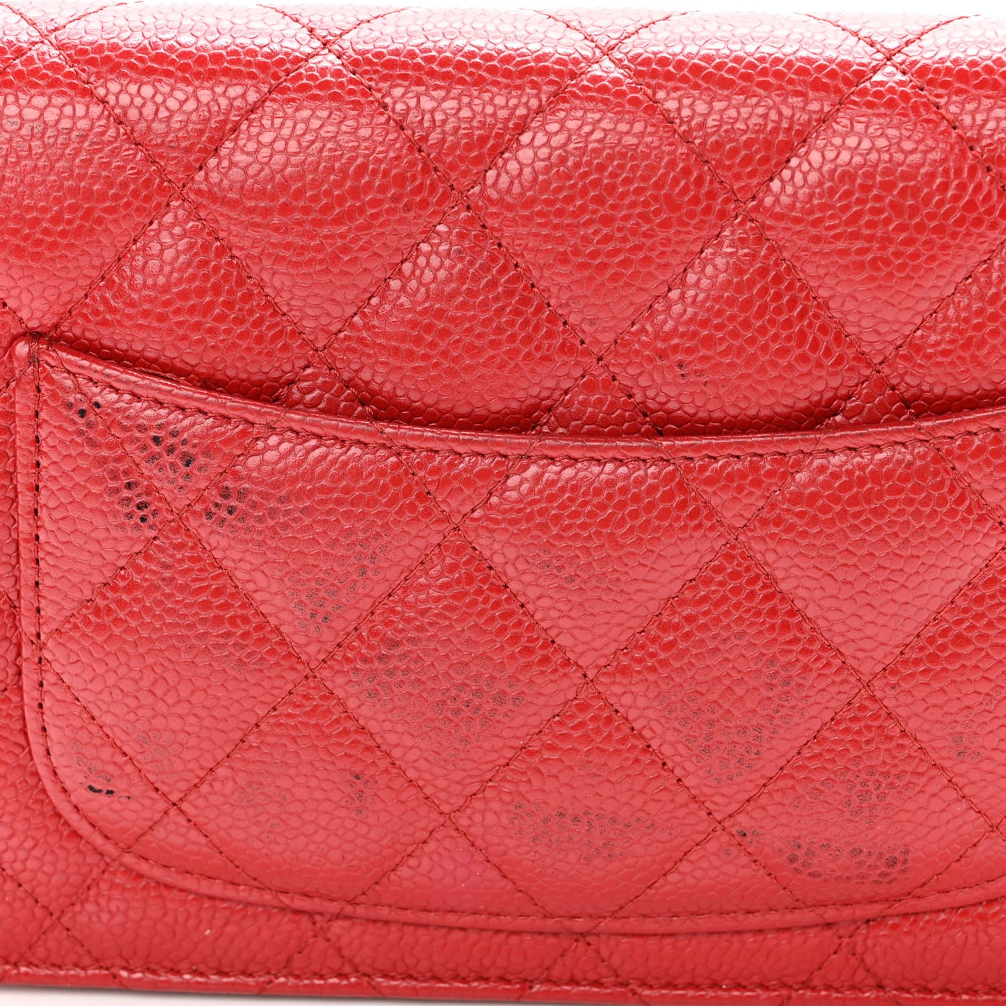 Caviar Quilted Wallet On Chain WOC Dark Red