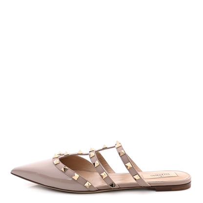 Valentino Garavani Patent Rockstud Flat Cage Mules 38 Poudre 1 of 11