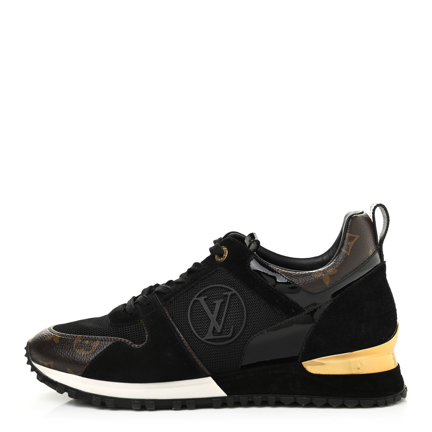 Louis Vuitton Suede Monogram Run Away Sneakers 38.5 Black 1 of 10