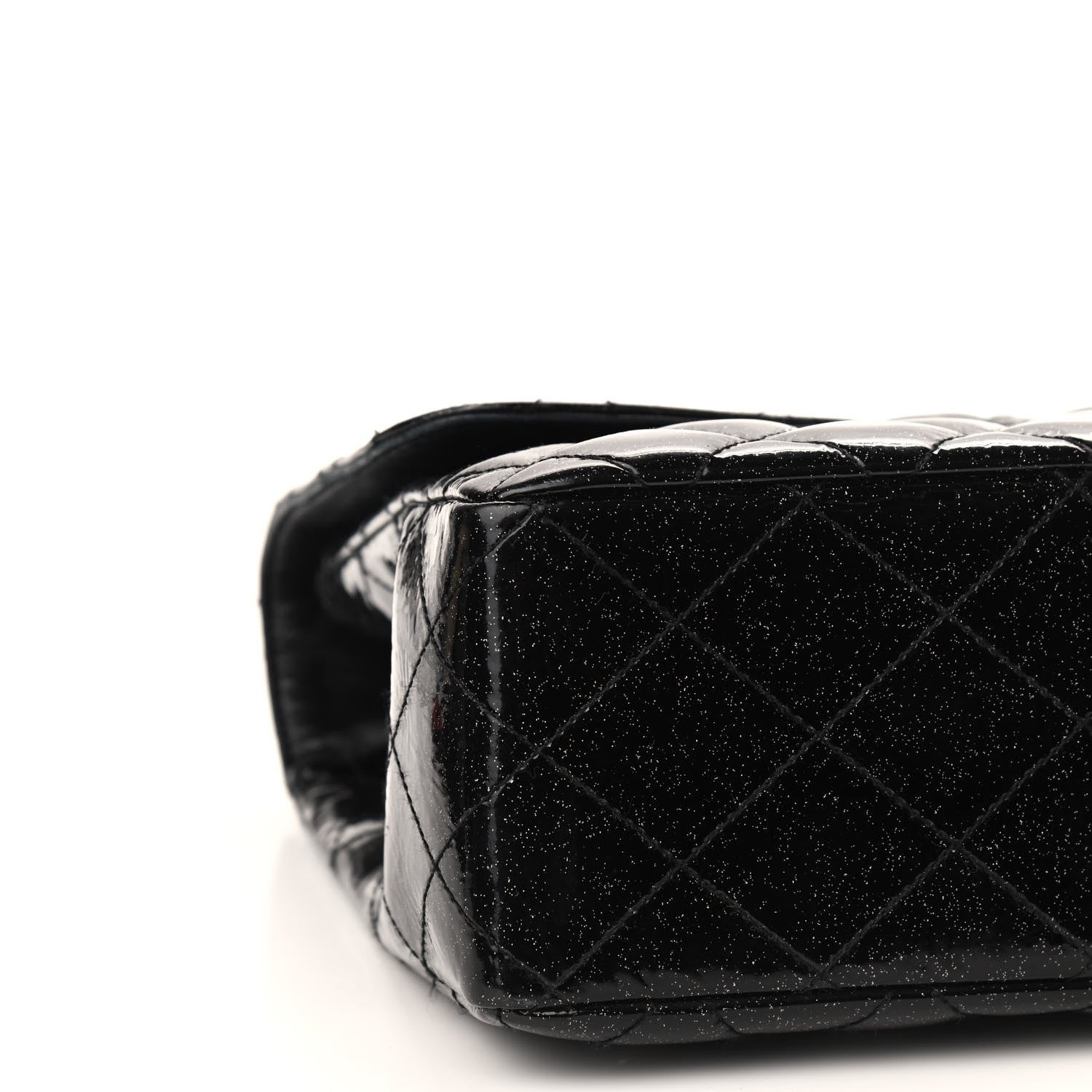 Chanel Patent Quilted Sparkle Glitter Jumbo Single Flap Black 9 of 11