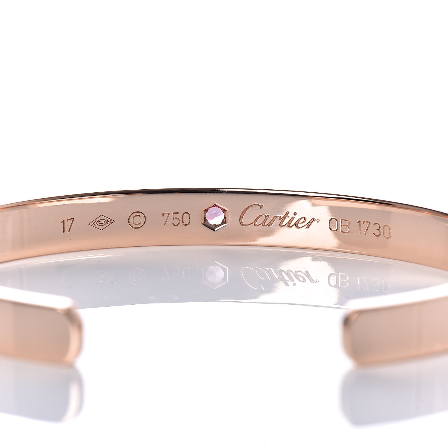 Cartier 18K Pink Gold Pink Sapphire LOVE Cuff Bracelet 17 4 of 4