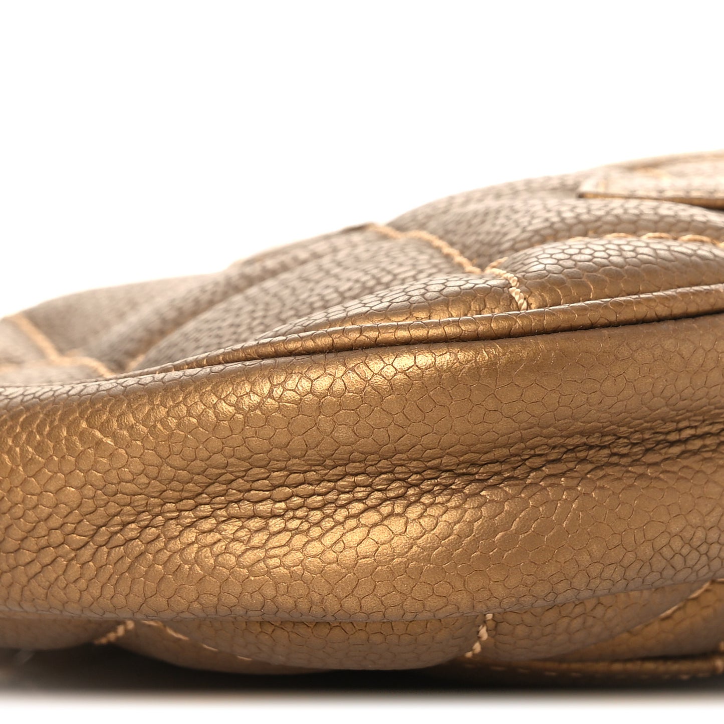 Metallic Caviar Quilted Timeless CC Shoulder Bag Gold