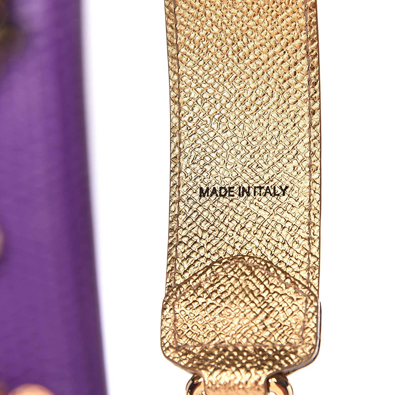 Dolce & Gabbana Lizard Embossed Metallic Crystal Strap Purple Gold 4 of 5
