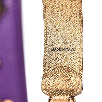 Dolce & Gabbana Lizard Embossed Metallic Crystal Strap Purple Gold 4 of 5
