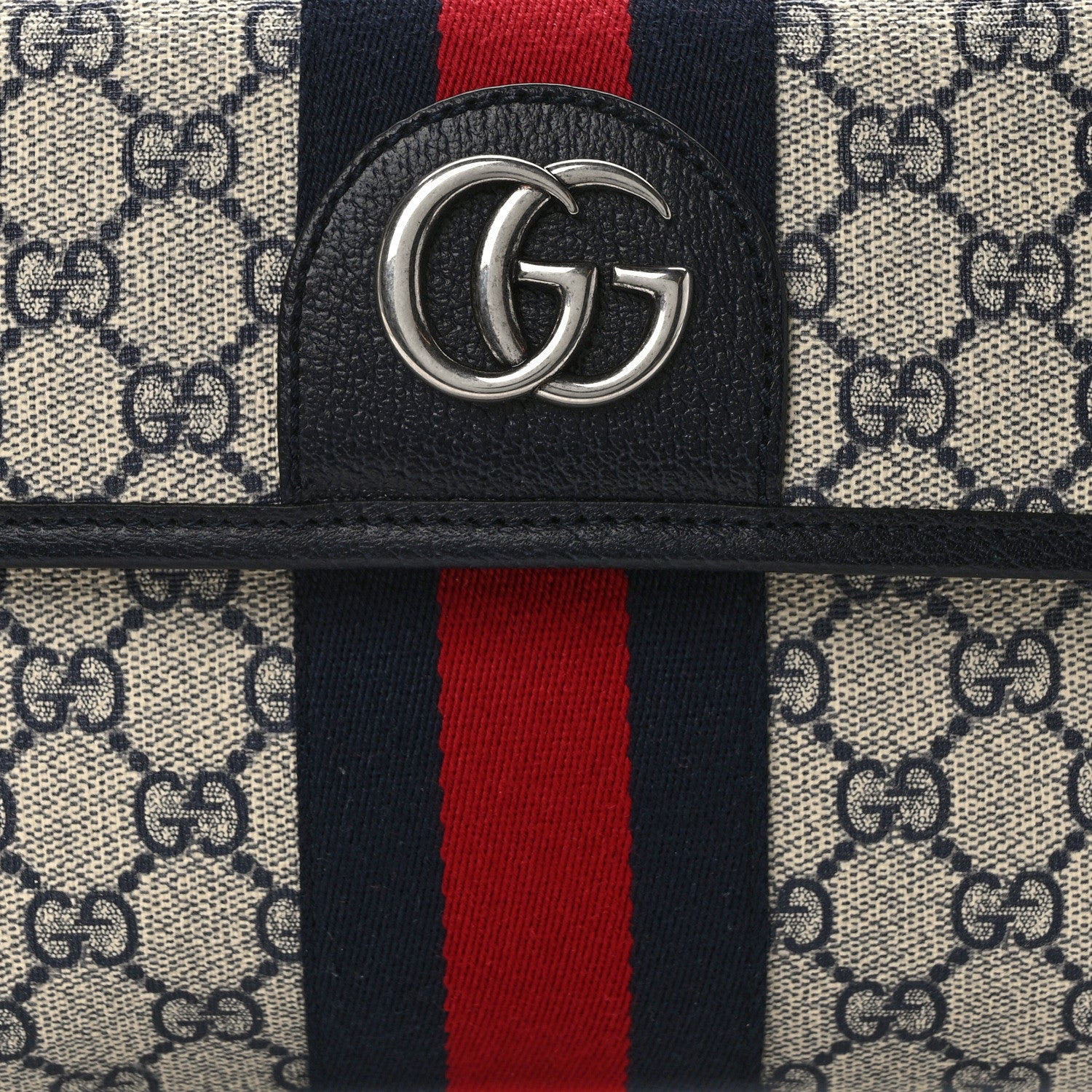 Gucci GG Supreme Monogram Web Small Ophidia Belt Bag 90 36 Beige Navy 8 of 10