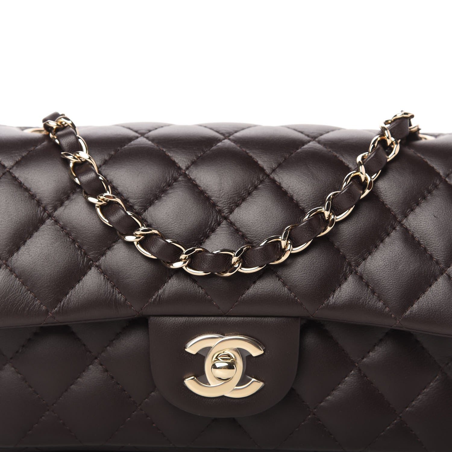 Chanel Lambskin Quilted Mini Rectangular Flap Dark Brown 10 of 10