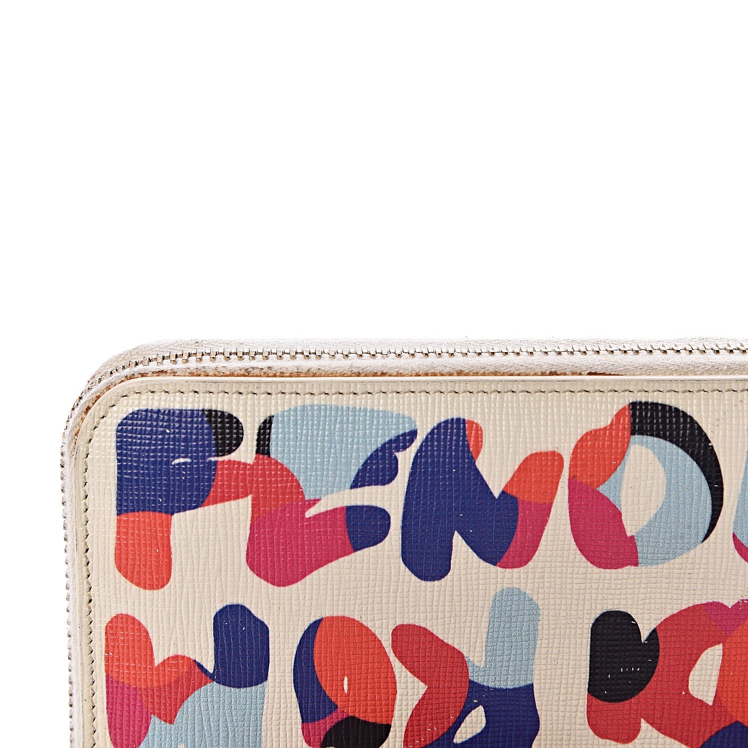 Fendi Vitello Elite Fendi Roma Simply Zip Around Wallet White Multicolor 8 of 11