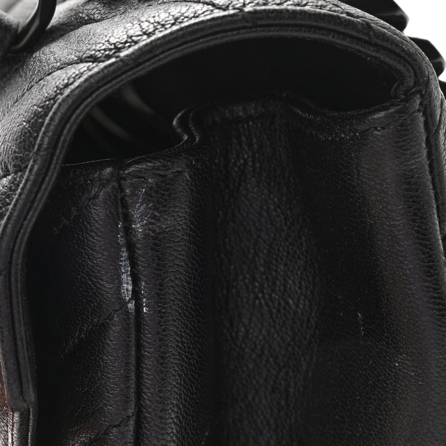 Sheepskin Matelasse Chevron Monogram Monochrome Large College Satchel Black