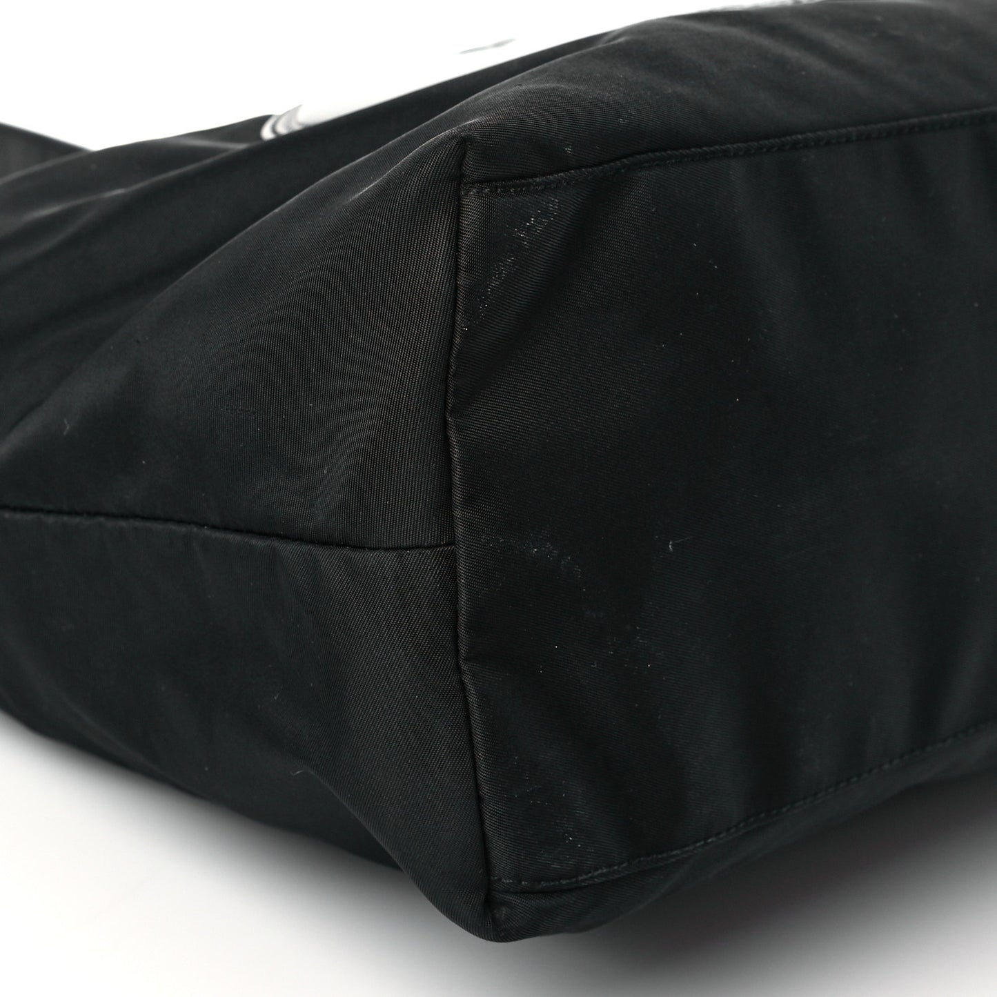 Tessuto Nylon Calfskin Logo Shoulder Bag Black