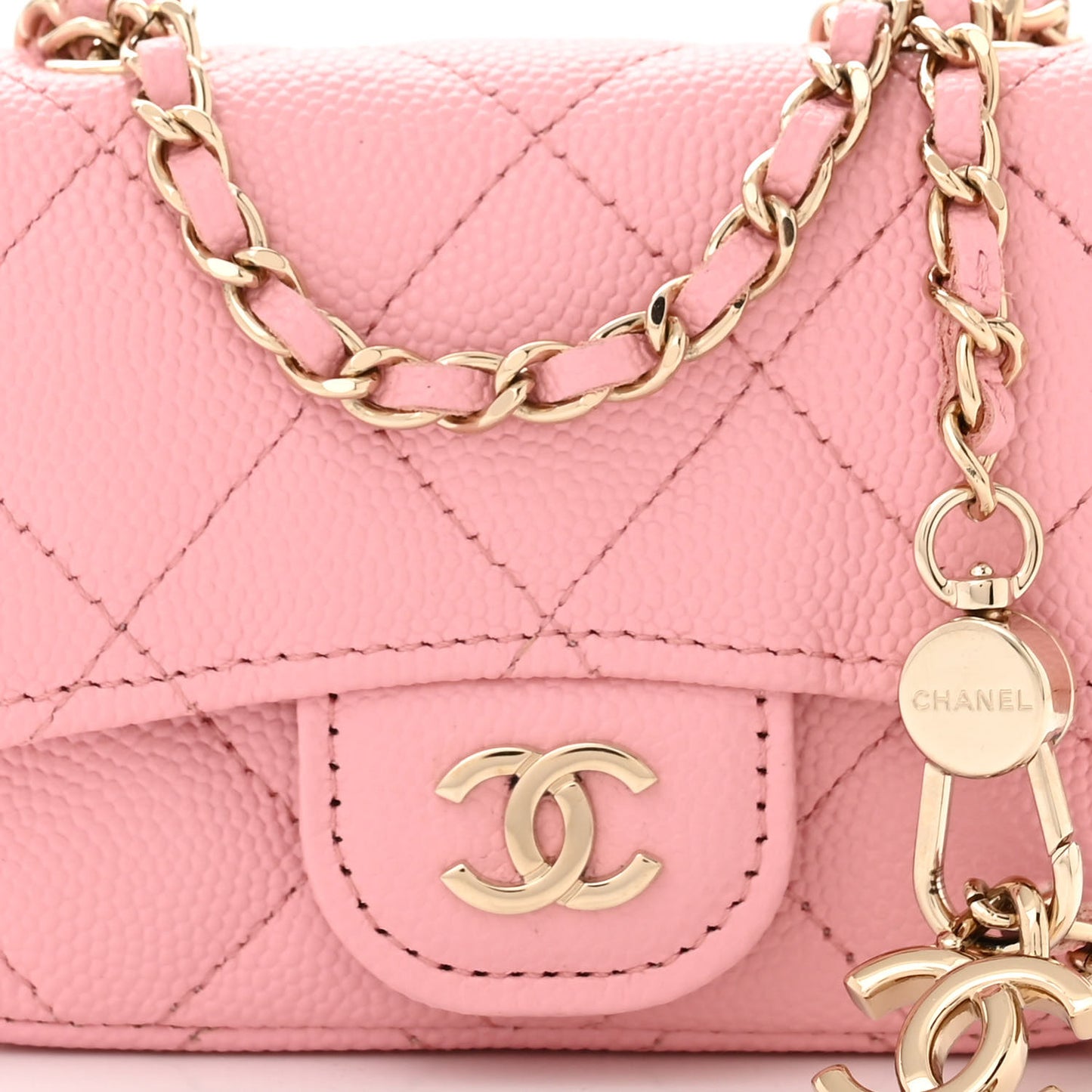 Caviar Quilted Mini Chain Belt Bag Light Pink