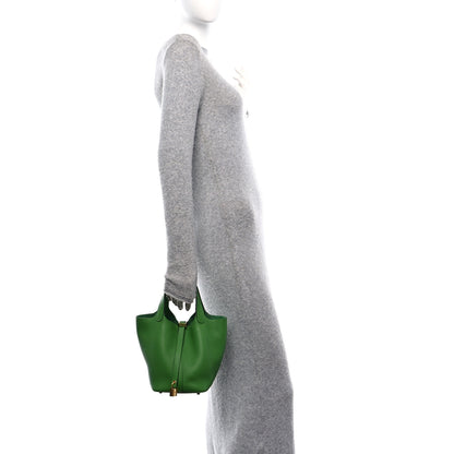 Hermes Taurillon Clemence Picotin Lock 18 PM Vert Yucca 3 of 13