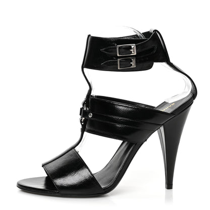 Saint Laurent Shiny Calfskin Fetish Sandal 40 Black 1 of 8