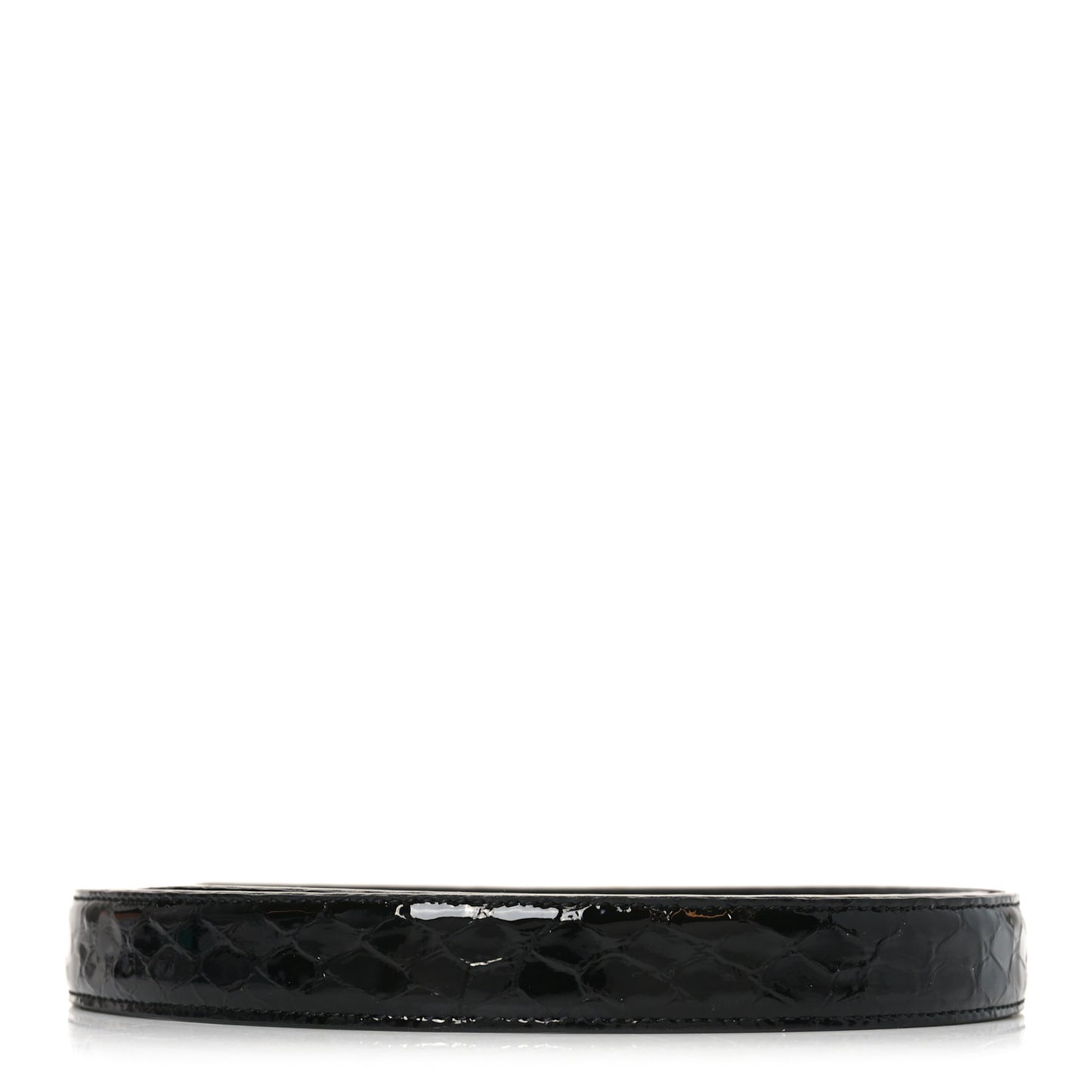Patent Calfskin Snakeskin Embossed Maillon 20mm Cintura Belt 85 34 Black