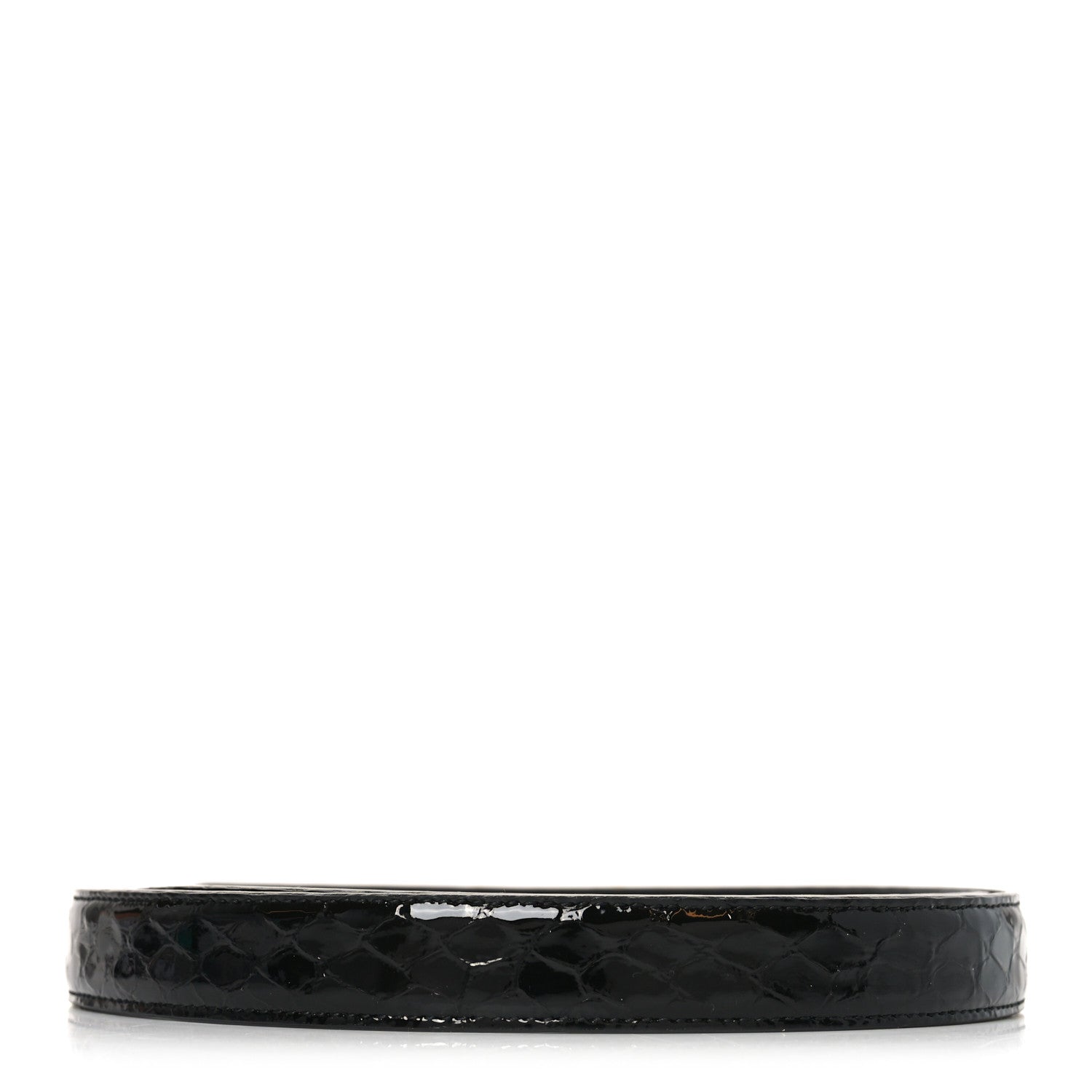 Saint Laurent Patent Calfskin Snakeskin Embossed Maillon 20mm Cintura Belt 85 34 Black 2 of 5