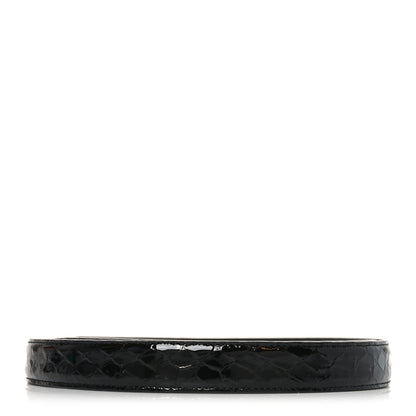 Saint Laurent Patent Calfskin Snakeskin Embossed Maillon 20mm Cintura Belt 85 34 Black 2 of 5
