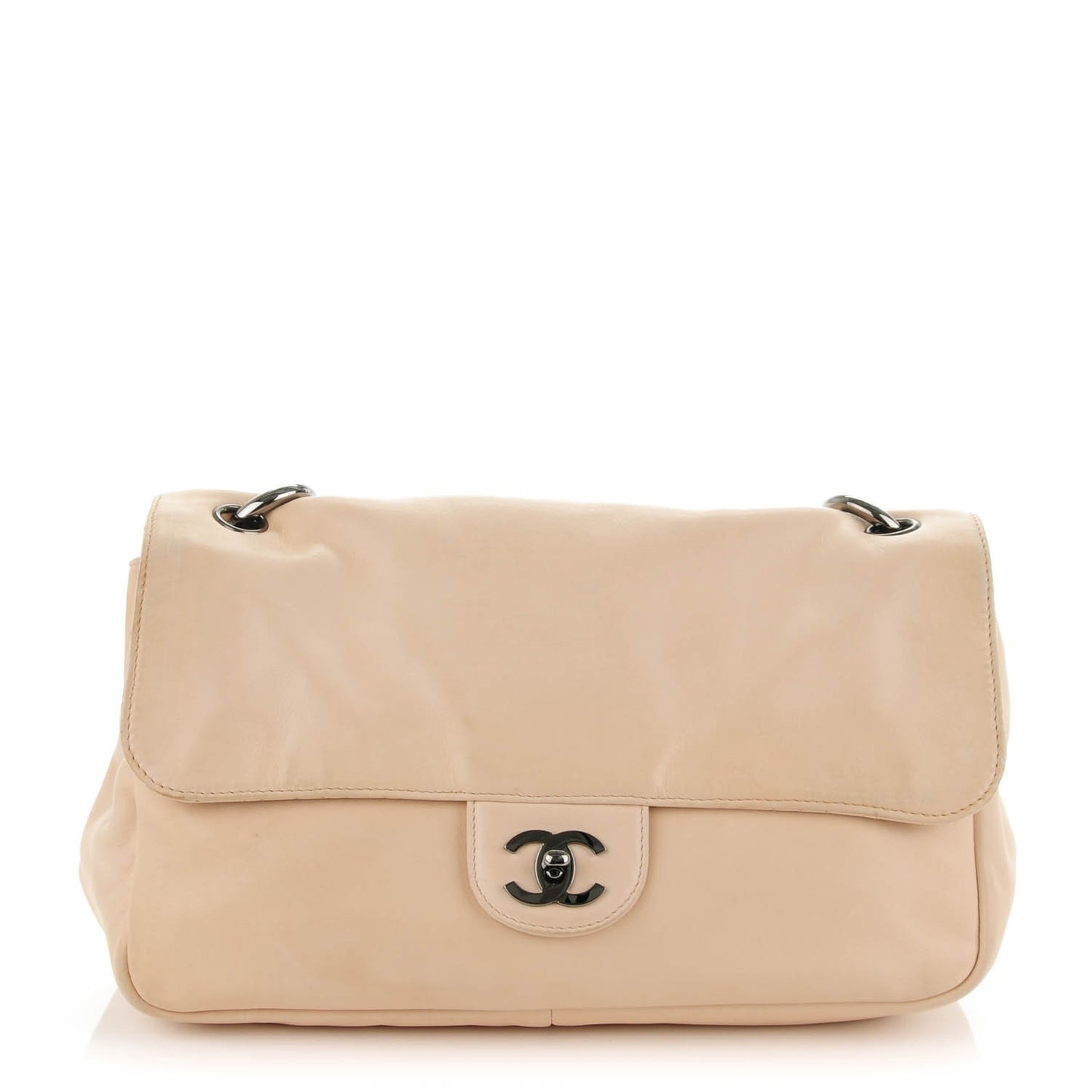 Lambskin Medium Soft and Chain Flap Beige