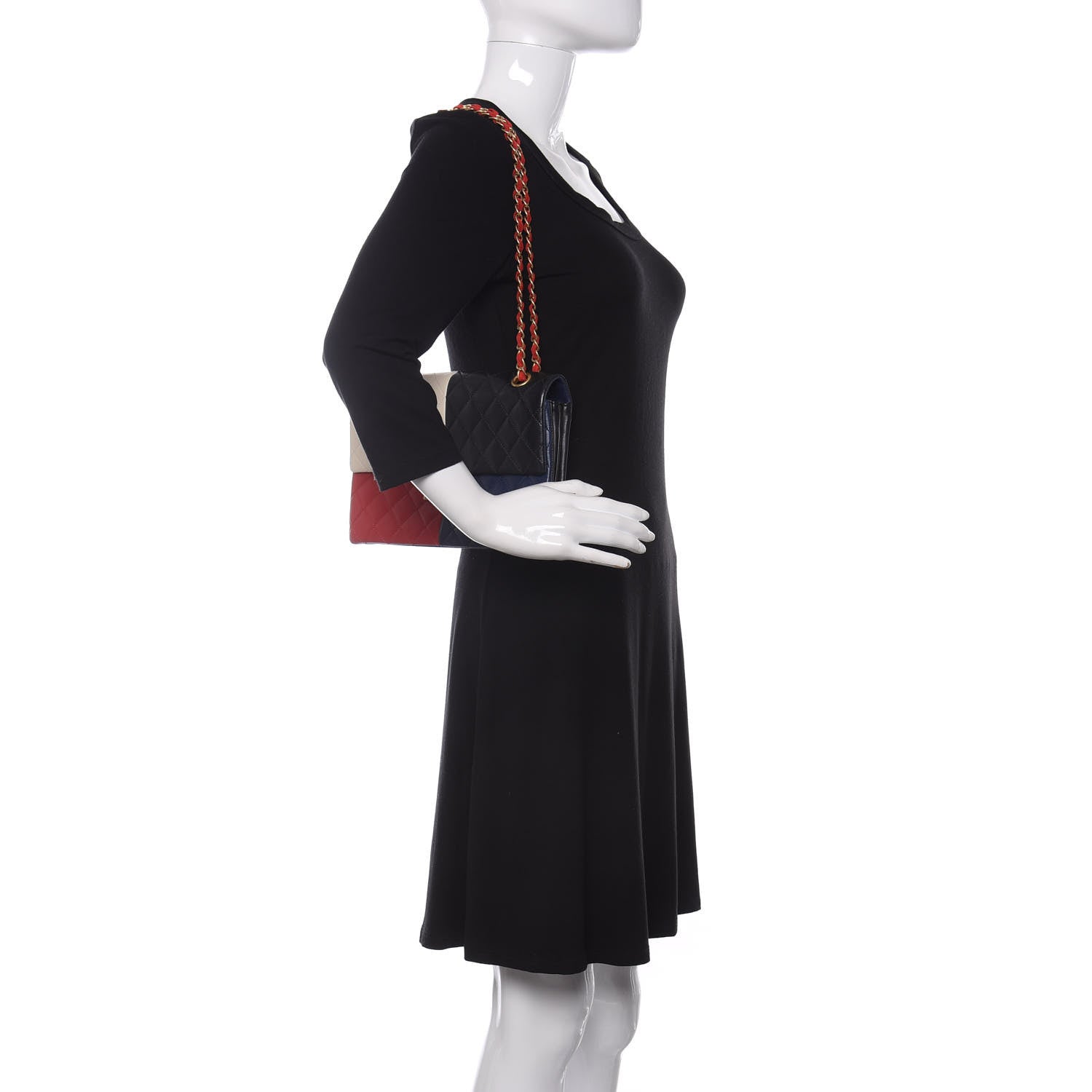 Chanel Lambskin Quilted Colorblock Pagoda Flap Black White Red Navy 2 of 10