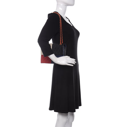 Chanel Lambskin Quilted Colorblock Pagoda Flap Black White Red Navy 2 of 10