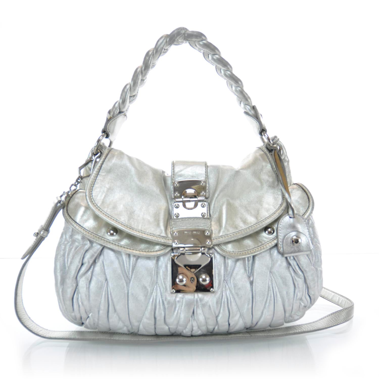 Miu Miu Leather Matelasse Coffer Silver 1 of 7