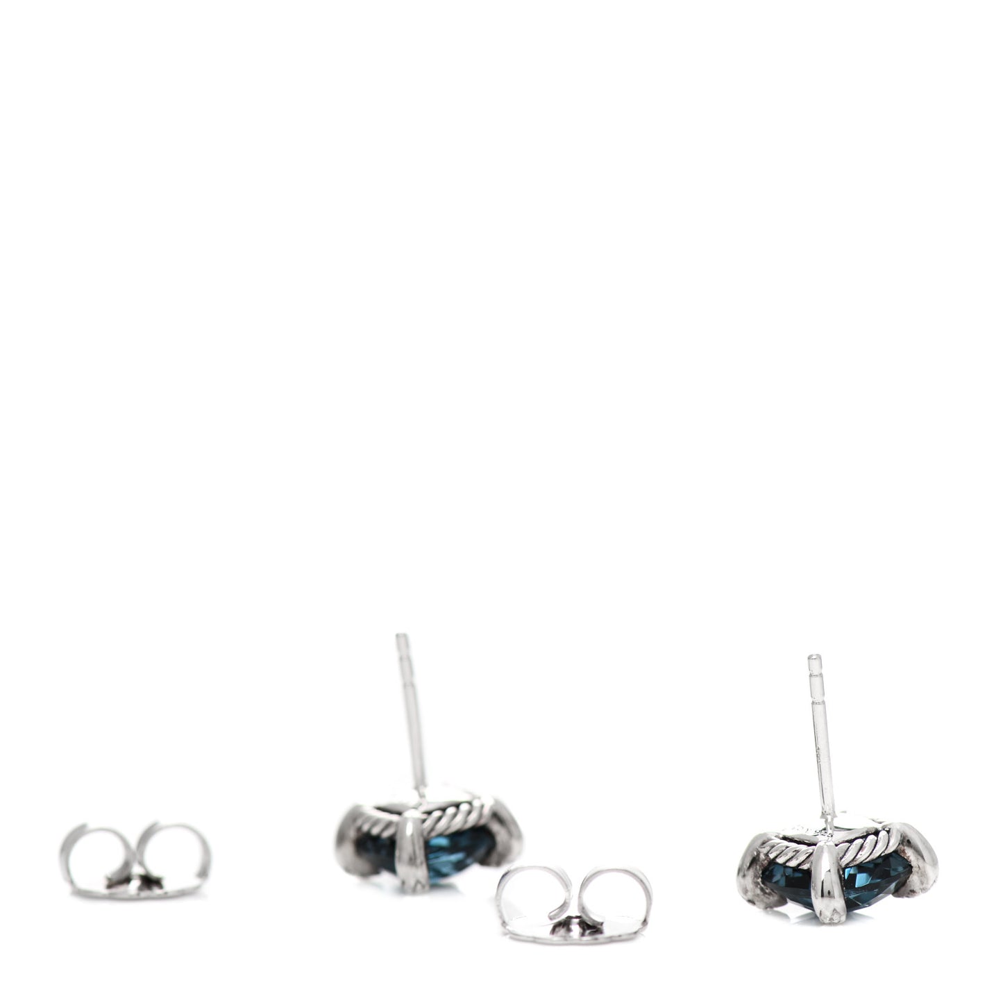 Sterling Silver Diamond Hampton Blue Topaz 9mm Chatelaine Earrings