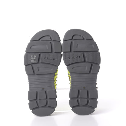 Gucci Technical Canvas Calfskin Studded Mens Aguru Sandals 10 Neon Yellow 6 of 9
