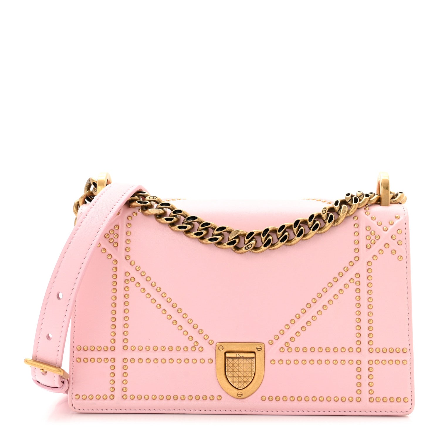 Christian Dior Lambskin Studded Small Diorama Flap Bag Baby Pink 1 of 10