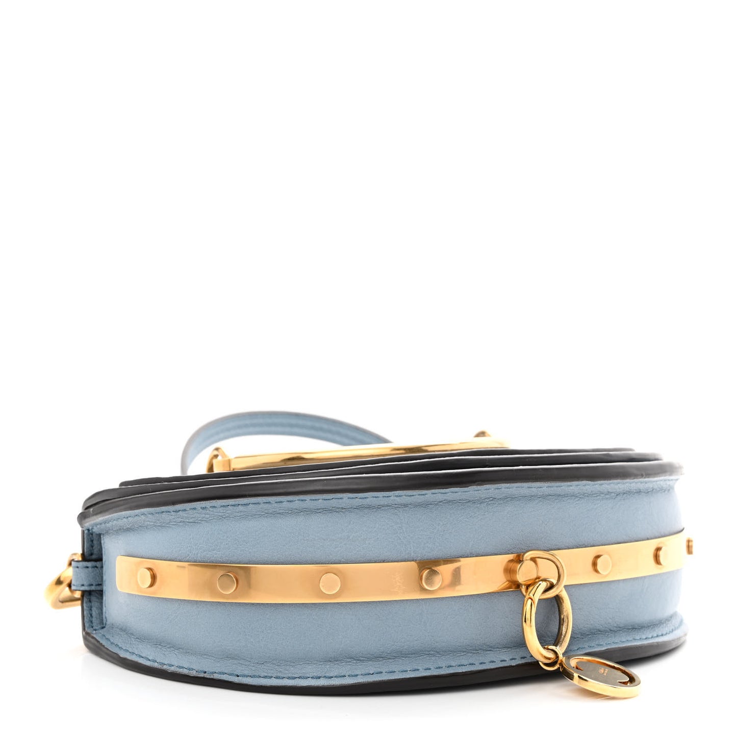 Calfskin Small Nile Bracelet Minaudiere Bag Washed Blue